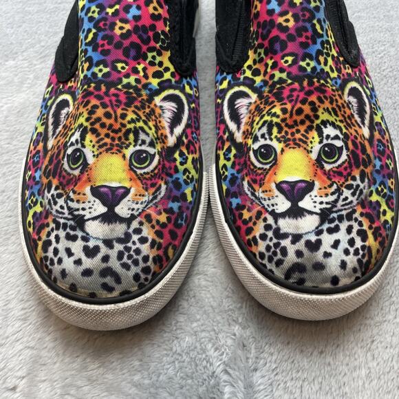 Lisa Frank Hunter Slip On Sneakers Womens 10M Leopard Animal Print Canvas Y2K - Picture 3 of 9